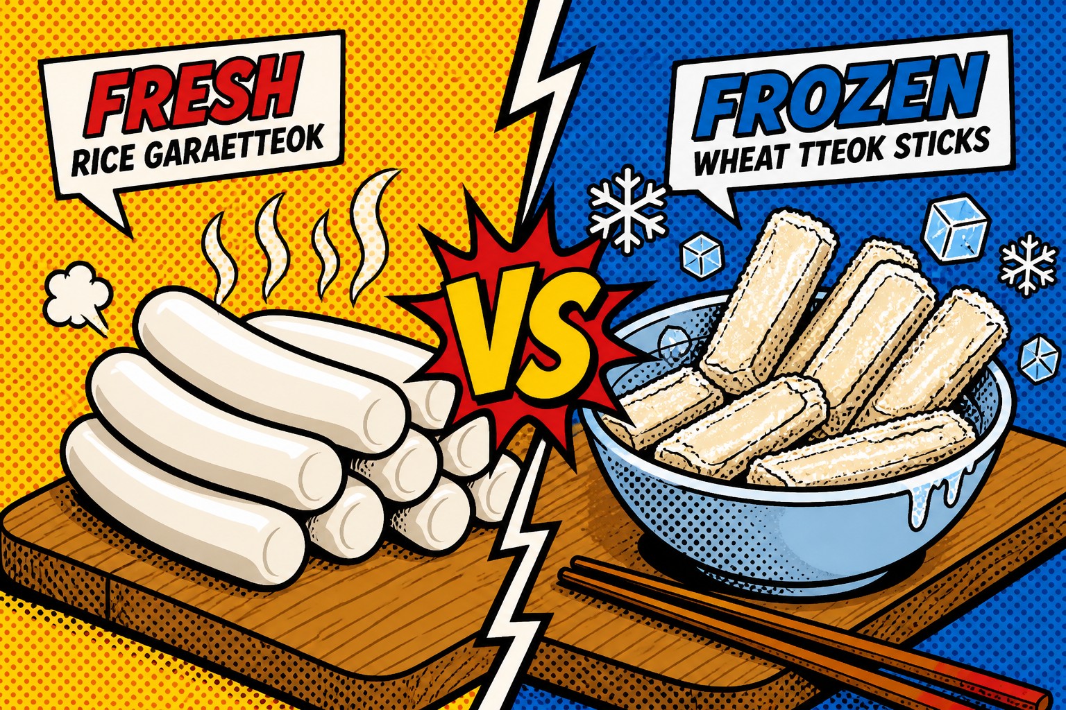 Garae-Tteok Types: Rice, Wheat, Fresh vs. Frozen